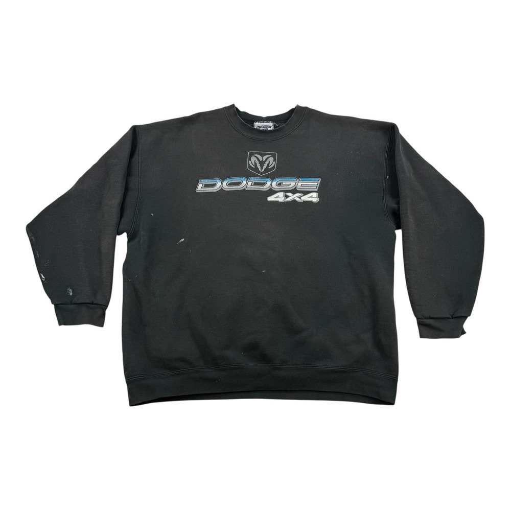 Vtg 90's Dodge Ram 4x4 Crewneck Sweatshirt Black Mens XXL Distressed Faded